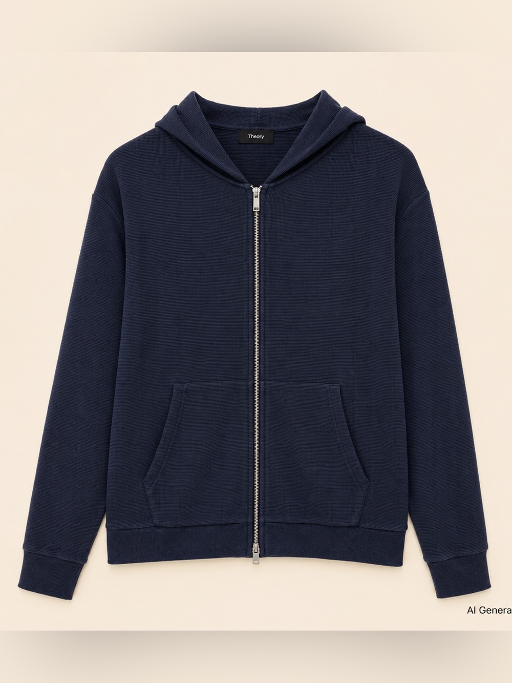 Theory Navy Full-Zip Hooded Sweater